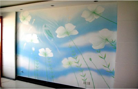 洪湖画墙绘怎么画好白云的蓬松感?