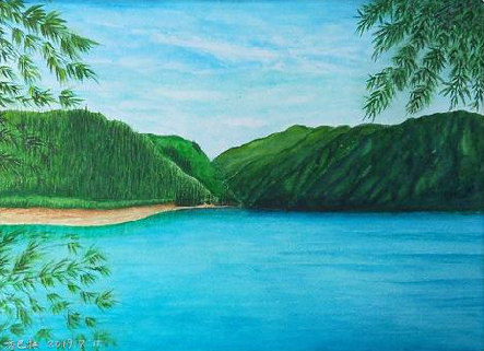 洪湖在墙绘中,如何绘画绿水青山?